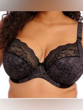 Elomi Black Floral Lace Underwire Bra 38I
